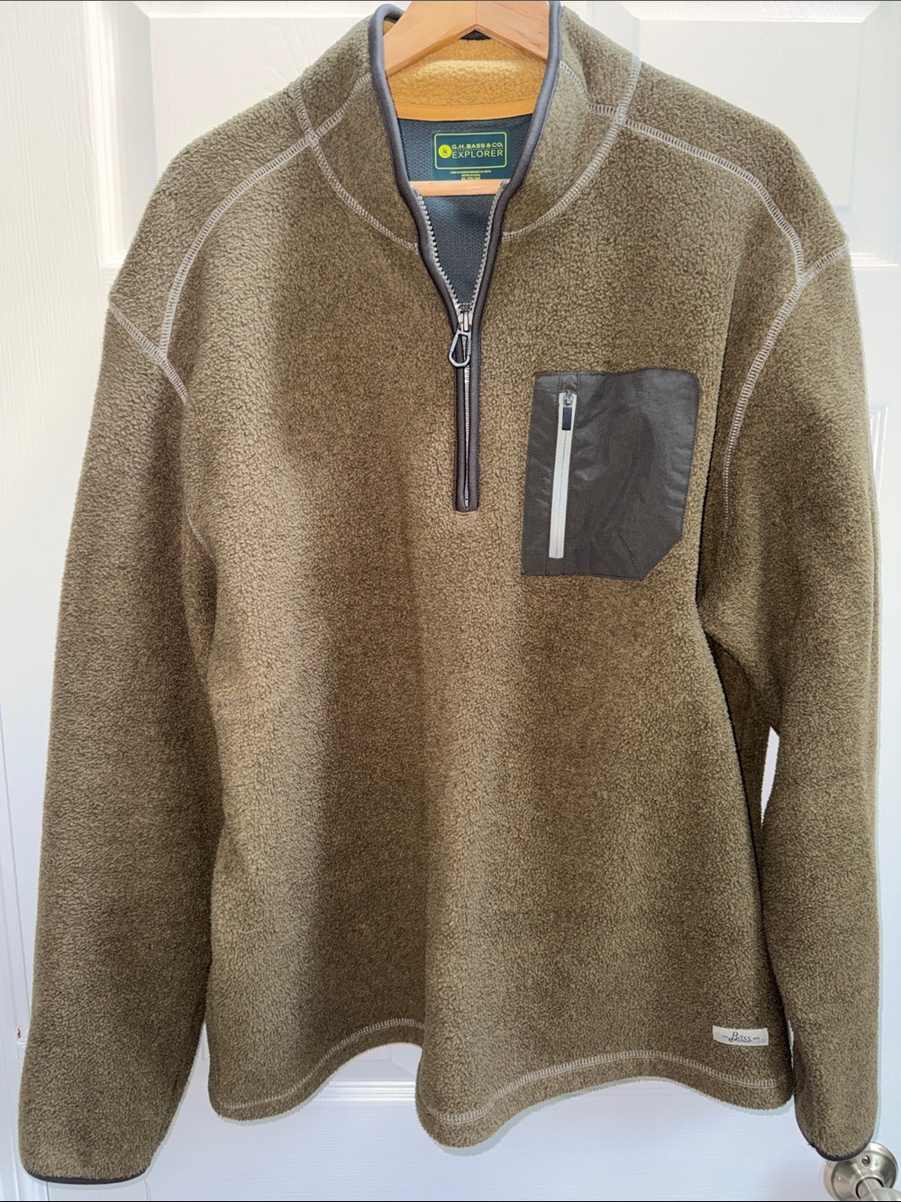 H.G. Bass & Co Explorer Men's Olive Quarter-Zip Fleece Pullover Size XL